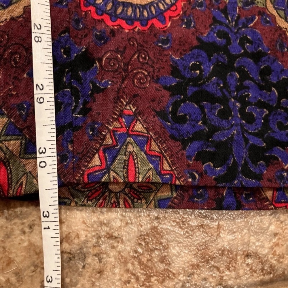 Vintage 70s 80s Kurai Paisley Rayon Dress Made in USA Boho Button Front Size 10 - Picture 6 of 10